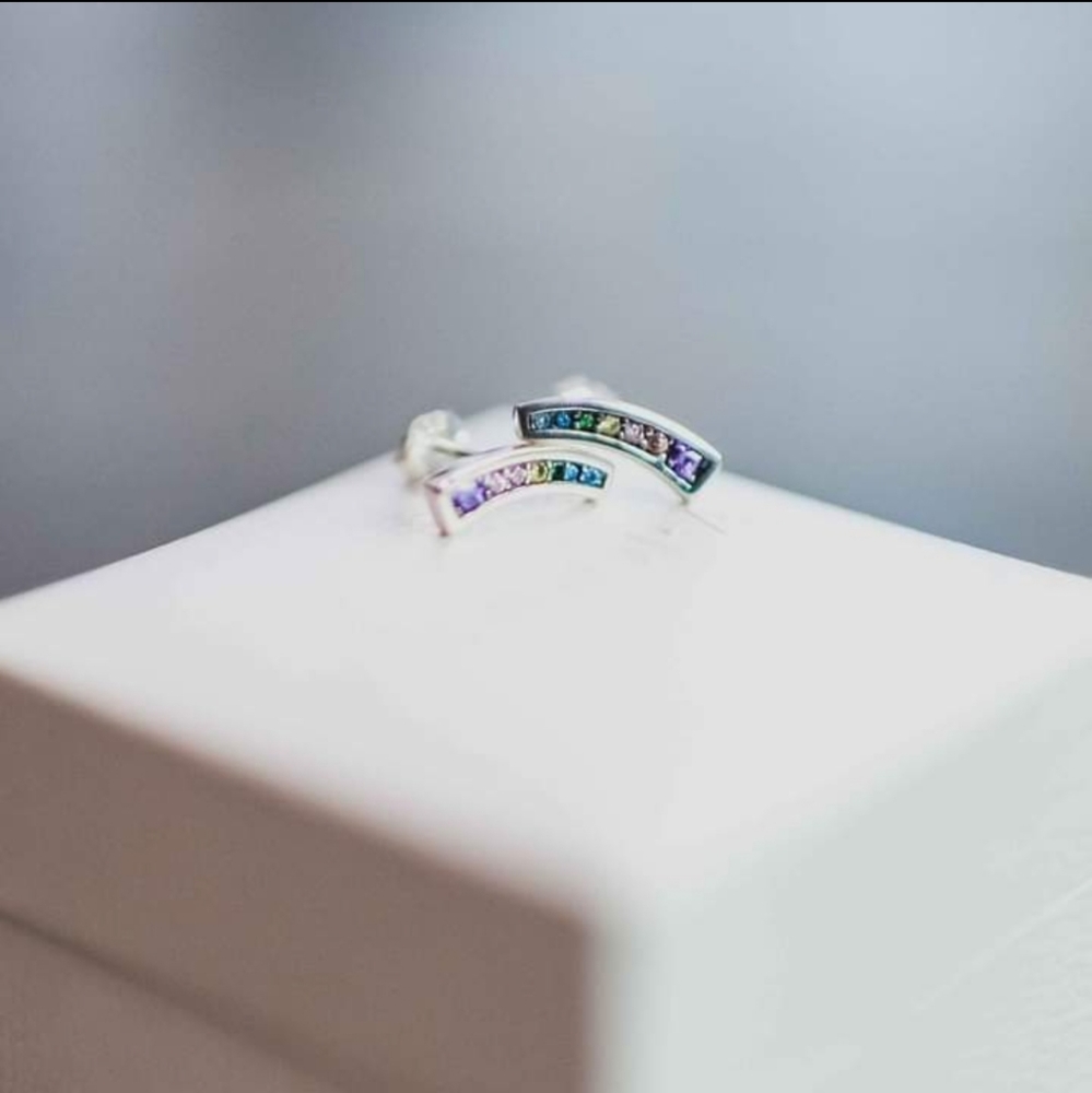 Multicolored rainbow arches stud earrings Pandora